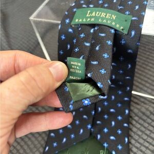 Lauren Ralph Lauren Black and Blue Paisley Silk Tie